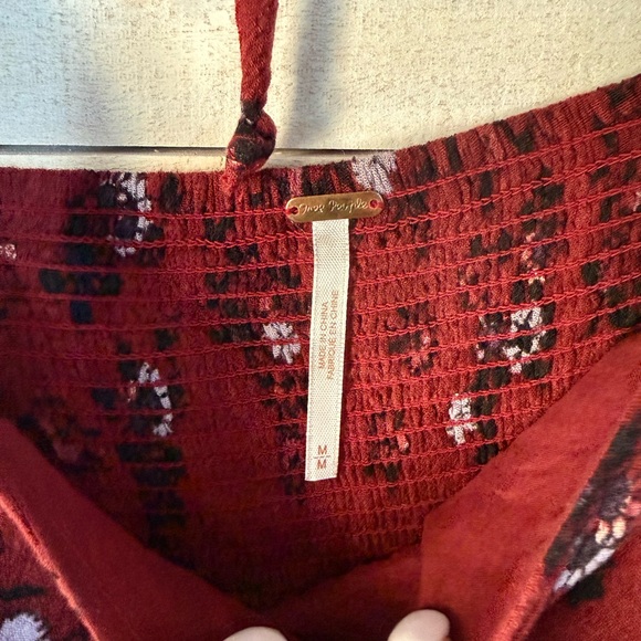 Free People Modern Chinoiserie Floral Print Mini Dress Merlot Combo Size M - Picture 4 of 7